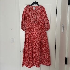 The nines by Hatch Red Floral Long Sleeve Maternity Dress Small